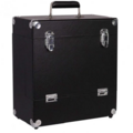 Retro Musique 12 Inch Wooden Vinyl Storage Case For 35 Lps - Black Leather Style