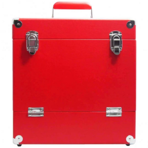 Retro Musique 12 Inch Wooden Vinyl Storage Case For 35 Lps - Red Leather Style