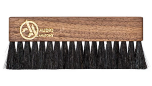 Audio Anatomy Walnut Wood Brush With Antistatic Goat And Nylon Fiber - Deluxe Dry & Wet Cleaning