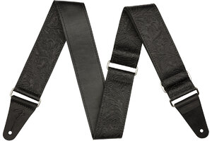 FENDER 2" TOOLED LEATHER STRAP BLACK