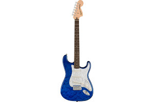 SQUIER by FENDER AFFINITY SERIES FSR STRATOCASTER QMT SAPPHIRE BLUE TRANSPARENT